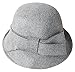 Women Solid Color Winter Hat Wool Cloche Bucket with Bow Accent,Grey, One Size