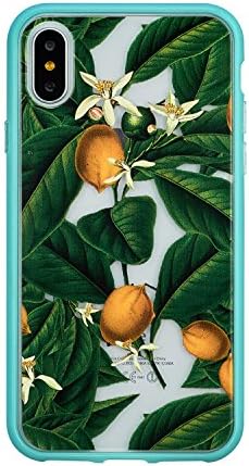 iPhone X Case, CTUNES Translucent Plastic Hard Back Plate Soft TPU Bumper Case Tropical Palm Tree Leaves Fruit Plants Design Printed Mint Green Frame Cover Case for iPhone 10 / iPhone X 5.8" - Leaves