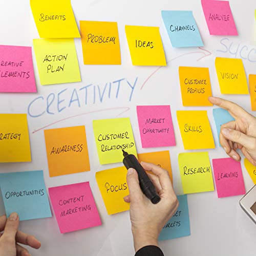 ZCZN Pop-up Sticky Notes 3 x 3 Inches, 4 Pads Assorted Color Self-Stick Notes, 100 Sheets/Pad, (Rose Red, Orange, Yellow, Blue)