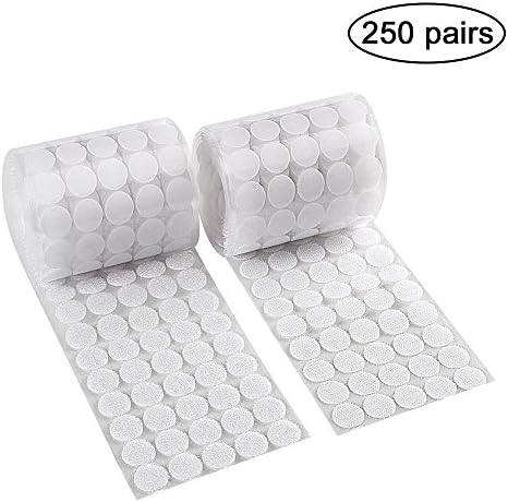Self Adhesive Dots Tapes,iDeep 250 Pairs 0.75in Diameter Nylon Dots Sticky Back Coins Hook &amp; Loop Sticky Back Tape Self Adhesive Dots Tapes White