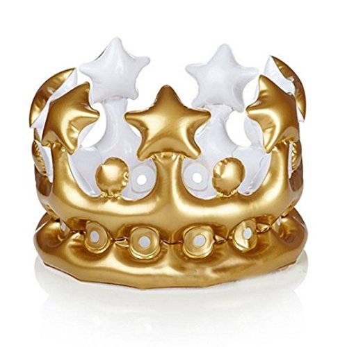 image for Longay Gold Crown PVC Inflatable Hat Kids Birthday Party King Princess