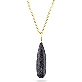 CRYSTALINES Natural Charoite Gemstone Necklace, Polished Teardrop Stone Dainty Pendant, Handmade Jewelry, Wicca & Reiki Healing Crystal, Gold Plated Chain, Christmas Gift for Her-18inch