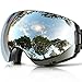 ZIONOR X7 Ski Snowboard Snow Goggles for Men Women Anti-fog UV Protection Spherical Dual Lens Design (VLT 8.59% Black Frame Silver Lens)