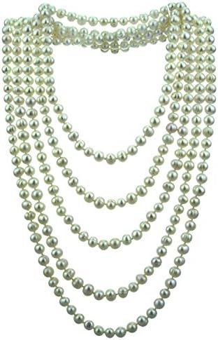 Pearl Strand Necklace 100 Inches 6-8mm White Freshwater Pearl Necklace
