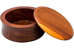 Danweix Wooden Shaving Bowl with Lid, Shaving Soap & Cream Bowl for Men Classic Style Easy to Lather Fits Wet Shaving (1#)