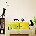 BooDecal Black Four Cats Design Catching Butterfly Playing with Ball Art Peel Stick Wall Stickers DIY Vinyl Wall Decals Applique for Home Stairway Decor Baseboard
