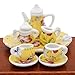 Odoria 1/12 Miniature Porcelain Tea Set 8Pcs Dollhouse Decoration Accessories, Yellow