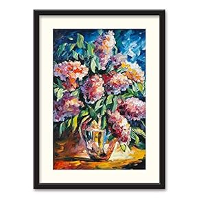 Black Framed Canvas Wall Art Oil Painting Flower Home Artwork Decoration for Living Room, Bedroom - 23x31 inches