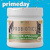 FERA Probiotics for Dogs and Cat Probiotics - Advanced Max-Strength Vet Formulated - All Natural Pet Probiotics Powder - Made in the USA - 5 Billion CFUs Per Scoop