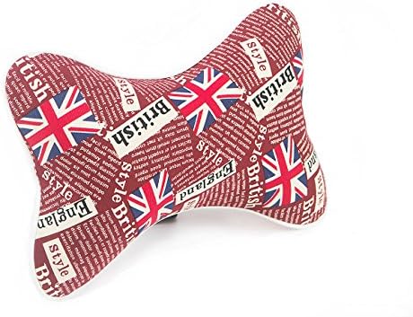 ALIBO Car Headrests Neck Protect Travel Pillow British Union Jack Flag Decorative Cervical Seat Supports With Adjustable Elastic Strap,Driving Trip Pillow Red 1 Piece