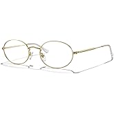 RB.Pilot Oval Reading Glasses for Women Men Blue Light Blocking Computer Thin Metal Full Rim Frame Readers