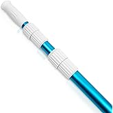 POOLWHALE Premium 15 Foot Telescopic Swimming Pool Pole, Adjustable 3 Piece Extendable Pool Cleaning Pole, Blue Anodized Aluminum - for Skimmer Nets, Vacuum Heads and Brushes