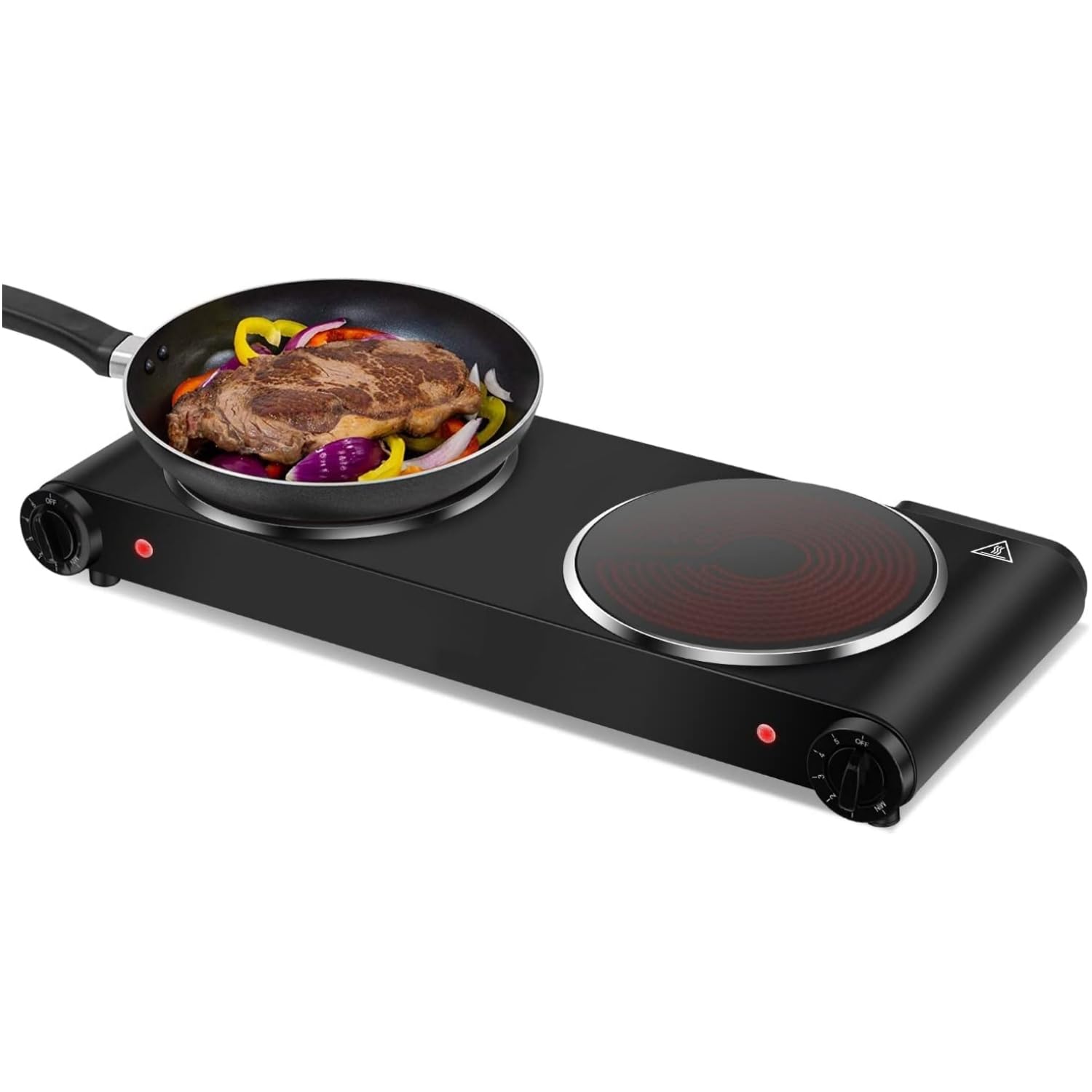 Photo 1 of 1800W Dual Infrared Burner Electric Hot Plate, High Power for Fast Cooking, 7 Inch Ceramic Glass Portable Electric Stove with Adjustable Temperature Control, Upgraded Version