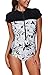 HelloTem Women's Sexy Shortsleeve Zip Front Rashguard One Piece Swimsuit Surf Suit