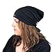 Satin Life Adjustable Drawstring Soft Slouchy Satin Lined Hat (Black)