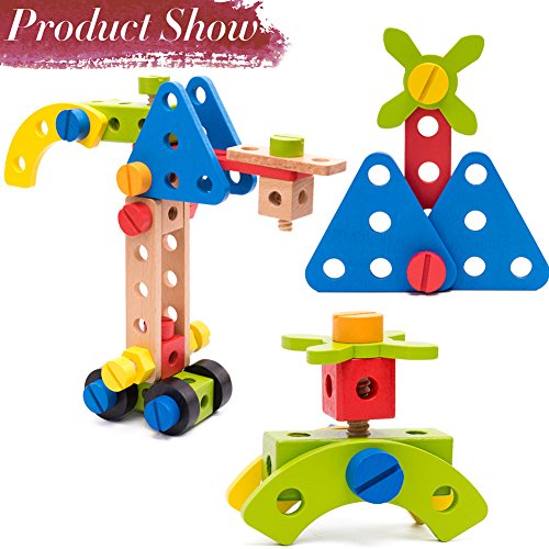Wooden Building Toys 78 Piece for 3 Year Old Boys STEM Toys for 3, 4, 5 Year Old Boy Gifts Buy