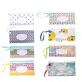 8 Pieces Wet Wipe Pouch Baby Wipe Case Holder Dispenser Refillable Moist Diaper Wet Wipe Clutch Strap Bag Wipes Container (No Wipes in It), 8 Assorted Styles