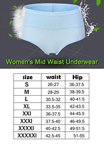 ASIMOON Women's Cotton Underwear 5 Pack Mid Waist Briefs Breathable Soft Ladies Stretch Panties Underpants (Multicolored 2, 4XL)
