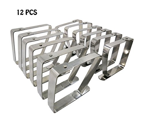levylisa Pack of 12 Stainless Steel Tablecloth Clips for 2.05 Inch Thick Tables Outdoor Picnic Metal Tablecloth Clamps ,Table Cover Clips ,Drawing Board Clips ,Wedding Picnic indoor outdoor