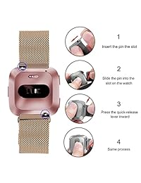 tujuio acero inoxidable cierre magnético milanese Loop Reloj correa mujer hombre de repuesto para Fitbit Versa correas de reloj