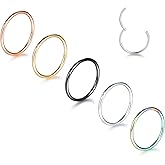 Aumeo 14G 16G 18G 20G Nose Ring Hoop Stainless Steel Hinged Segment Rings Hoops Nose Clicker Ring Tragus Helix Cartilage Daith Rook Earring Piercing Jewelry for Women Men