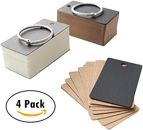 Gumind 400 Sheets Memo Blank Flash Cards Study Cards with Metal Binder Ring, Notebooks for Learning Language (2 X Brown&amp;2 x White)