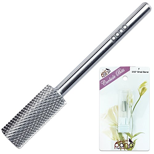 Pana 3/32" Safety Nail Carbide Bit - Silver Small Barrel Head (Grit: Fine - F) for Electric Dremel Drill Machine