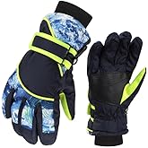 FGSS Winter-Warm Ski-Gloves for Kids - Boys Girls Windproof Snowboard Gloves Anti-Slip Cycling Mittens Cold Weather 4-7 Y
