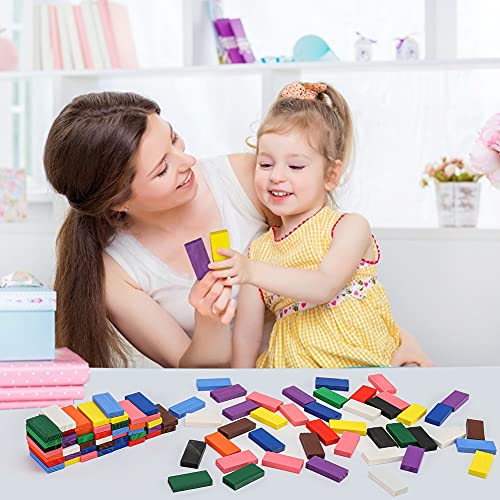 MCPINKY Super Domino Blocks, 720PCS+ Domino Starter Kit Bulk Dominoes Wooden Domino Blocks Colored Dominoes Building Block Tile Game Racing Educational Toy