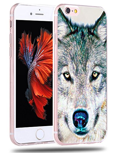 Iphone 6S Case Wolf - CCLOT Flexible Cover Protector Compatible Replacement For Iphone 6/6S Hand Painting Wolf Animal Design (TPU Protective Silicone Bumper Skin)