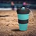 DARUNAXY Collapsible Travel Cup - Silicone Folding Camping Cup Sport Bottle with Lids - Expandable Scald-Proof Drinking Cup - 19 OZ Portable Bottle (Green)