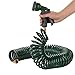 50 Feet Garden Hose Water - 8 Pattern Spray Nozzle with Brass Connector Green