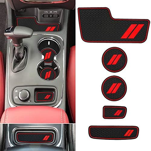Auovo Center Console Mats For Dodge Durango Accessories 2014 2015 2016 2017 2018 2019 2020 Auto Car Cup Holder Insert Coasters Custom Fit Cup Liners Pads Interior Decoration 5pcs Set Red Trim Buy Online