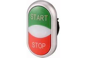 Eaton 216702 Double Push Button, Light Detector, Green Start/White/Red Stop