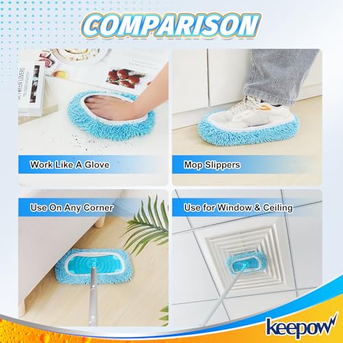KEEPOW Reusable Pads for Flash Speed Mop Refill Wipes, Microfiber Wet Dry Refills for Flash Speed Mop Starter Kit, Machine Washable Up to 100x (4 Pack)