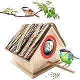 kathson Wooden Bird House for Outdoor Hanging, Natural Cedar Outside Garden Patio Decorative for Dove Finch Wren Robin Sparrow Hummingbird