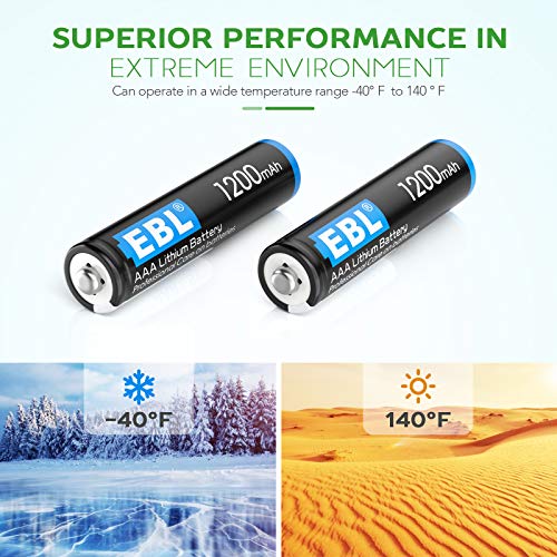 EBL 8 Pack 1200mAh 1.5V AAA Lithium Batteries High Performance Constant Volt NonRechargeable