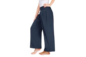 Cotton Linen Pants for Girls Summer Gauze Elastic High Waist Wide Leg Trousers with Pockets Kids Plain Casual Beach