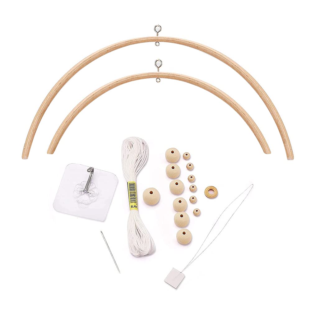 CENPEK Nursery Mobile Crib Bed Bell Ceiling Wooden Wind Chime Hanging DIY Wooden Frame Ornaments Handmade Kit for Nursing Accessories