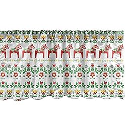 Ambesonne Folk Art Window Valance, Scandinavian