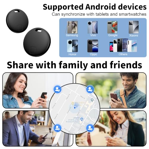 Air Tracker Android, 4 Pezzi Smart Tracker Trova Oggetti (Nero) | Bluetooth Tracker con Google's Find Hub(Solo Android), Air Smart Tracker Localizzatore Chiavi per Chiavi/Bagagli/Portafogli