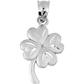 Claddagh Gold - 925 Sterling Silver Irish Lucky Charm Four-Leaf Clover Pendant