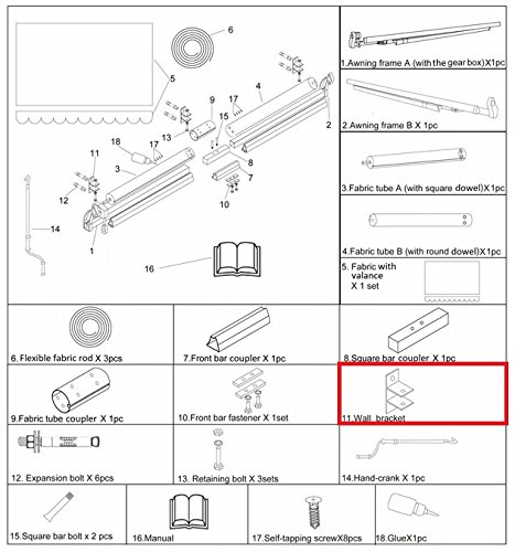 retractable 13 x awning 8 HBRAWNING Bracket for Wall Mounting Retractable ALEKO
