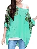 iNewbetter Womens Floral Batwing Sleeve Chiffon Beach Loose Blouse Tunic Tops 04