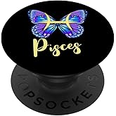 Pisces Butterfly Zodiac Sign of Butterfly Wings Pisces Women PopSockets Adhesive PopGrip
