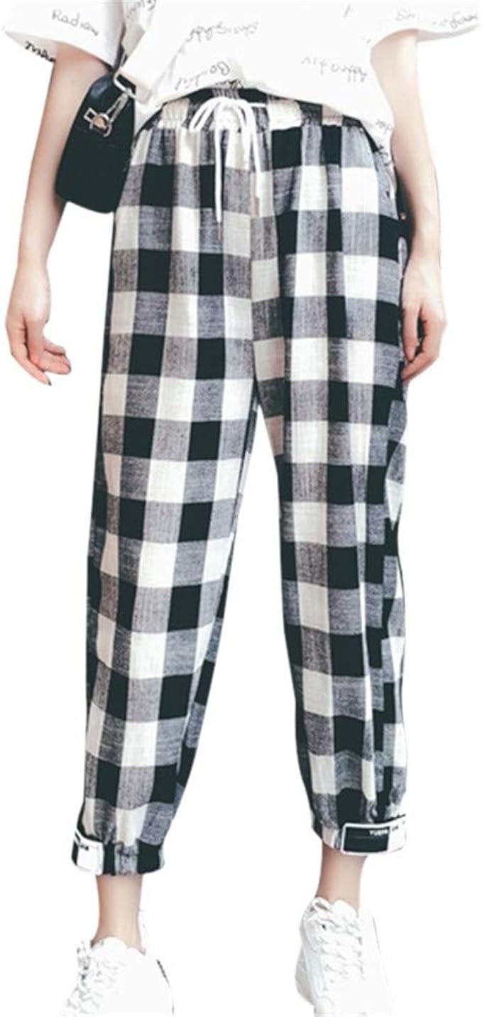 plaid ankle length pants
