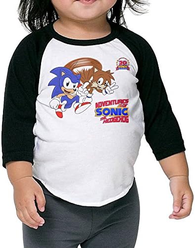 Toddler Funny Adventures Of Sonic The Hedgehog Black US Size 3 Toddler 100% Cotton 3/4 Sleeve Athletic Baseball Raglan T-Shirt