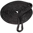 Amarine Made Double Braided Nylon Dock Lines 4840 lbs Breaking Strength (L:20 ft. D:1/2 inch Eyelet: 12 inch) Marine Mooring Rope Boat Dock Lines Working Load Limit:968 lbs Black