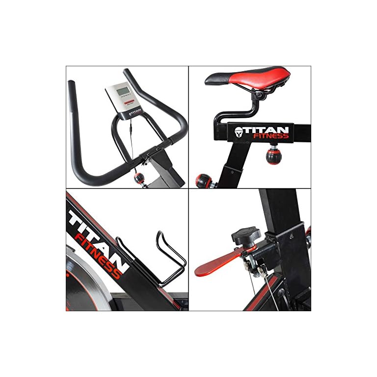 Titan Fitness Pro Indoor Exercise Bike with Flywheel and LCD for Cycle