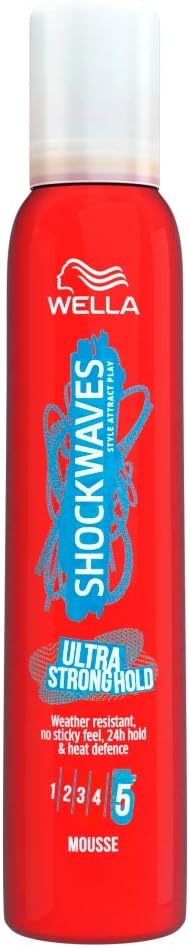 Shockwaves Ultra Strong Hold Mousse 200 ml, red, 200 ml (Pack of 1)